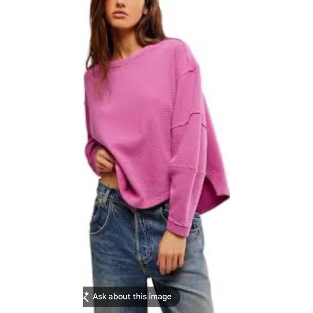 Free People We The Free Total Eclipse Tee Ribbed Knit Top, Large